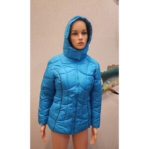 VERTICAL'9 AQUA BLUE HOODED COAT JACKET
SIZE 14